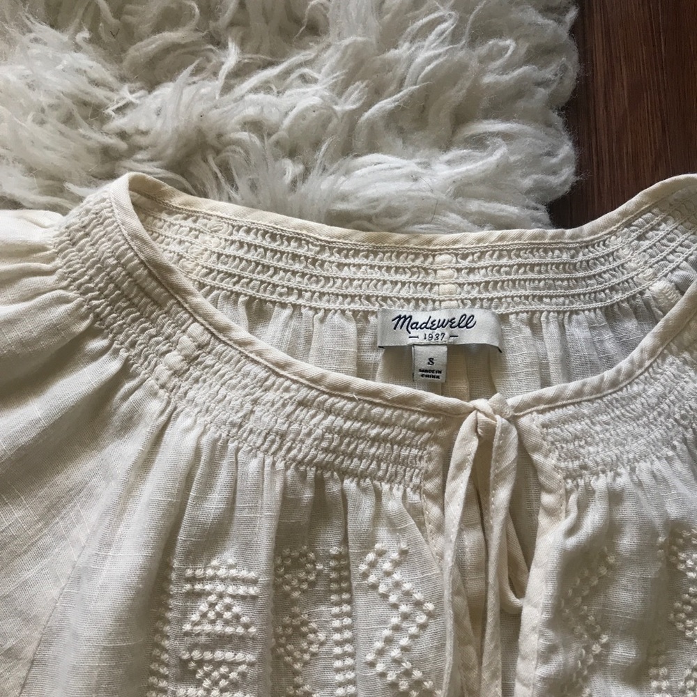 Madewell Front Tie Cream Blouse